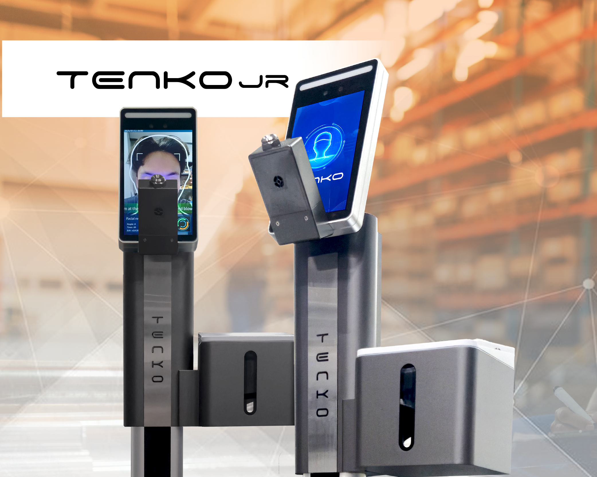ภาพแสดงตัวเครื่อง Tenko รุ่น Jr เป็นเครื่องวัดแอลกอฮอล์ หรือเครื่องเป่าแอลกอฮอล์ อัตโนมัติที่สามารถตรวจได้อย่างรวดเร็ว แม่นยำ และส่งข้อมูลแจ้งเตือนออนไลน์ เหมาะกับการใช้ในโรงงานและ อุตสาหกรรมการขนส่ง